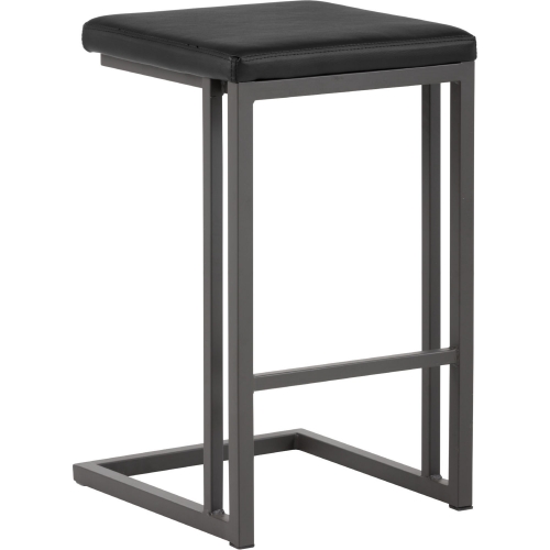 Boone Counter Height Stool in Onyx Leatherette & Steel (Set of 2)